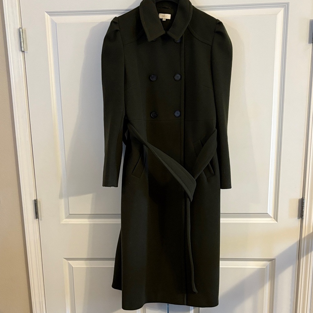 Elegant Green Double-Breasted Women's Coat